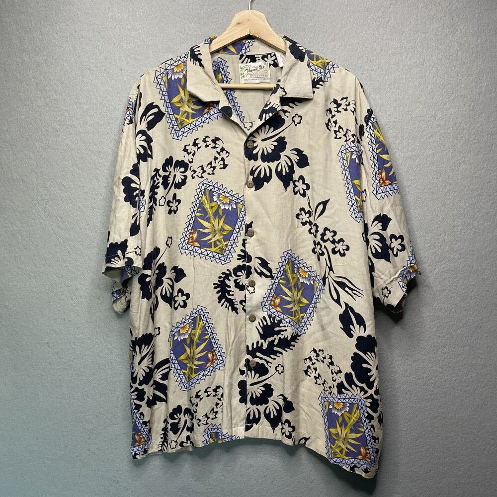 Thumbs Up Vintage Hawaiian Rayon Button Up Men's Shirt 2x